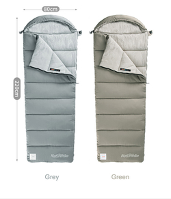 Мешок спальный Naturehike Envelope M180, (190+30)х80 см, (левый) (ТК: +12°C), серый