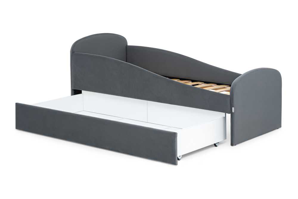 Детская мягкая кровать с ящиком Бельмарко Letmo графит велюр