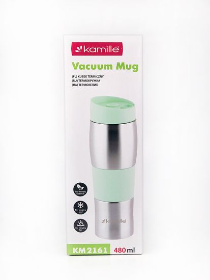 Термокружка 480 мл. из нержавеющей стали Kamille KM 2161 с TPR вставкой