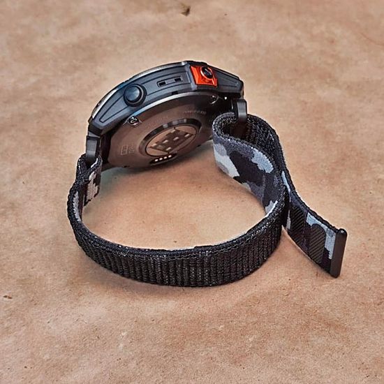Ремешок TacFit 22 мм. для Garmin Fenix 7 / 6 / 5, Epix 2, Instinct / Instinct 2, Forerunner 9х5, Marq / Marq 2 нейлоновый быстросъемный Велкро (Камуфляж серый)