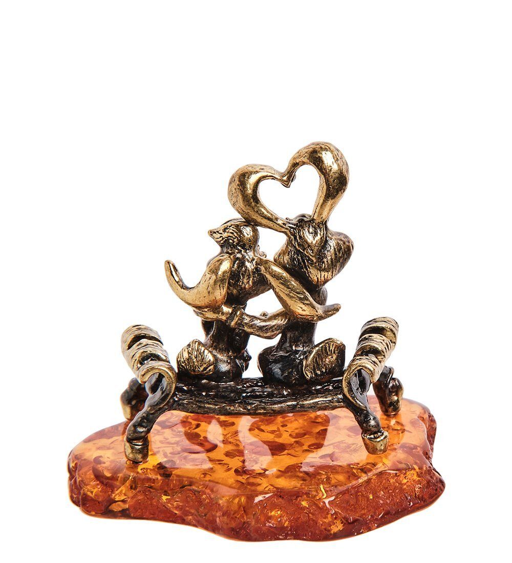 Народные промыслы AM-2720 Фигурка «Зайчики Валентинки» (латунь, янтарь)