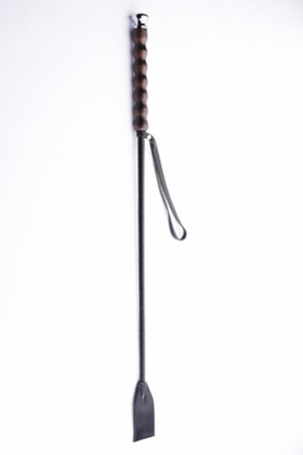 Стек кожаный с деревянной рукоятью и кожаным наконечником (черный) (Цвет: черный)