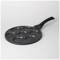 СКОВОРОДА AGNESS "СМАЙЛ" С АНТИПРИГАР."МРАМОРНЫМ" ПОКРЫТИЕМ, ДИА. 26.5 СМ.(КОР=6ШТ)