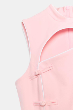 ZARA МИНИ-ПЛАТЬЕ С ЗАСТЕЖКАМИ-АЛАМАР, РОЗОВЫЙ