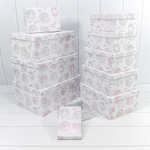 Коробка 34х26х15.3 см Набор 10 шт "Розы" с тиснением (Белый)