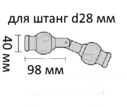 Эркерный соединитель для деревянных штанг Винтаж d28 мм, цвет черное дерево