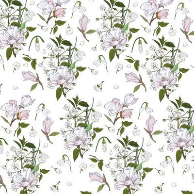 весенний сад на белом