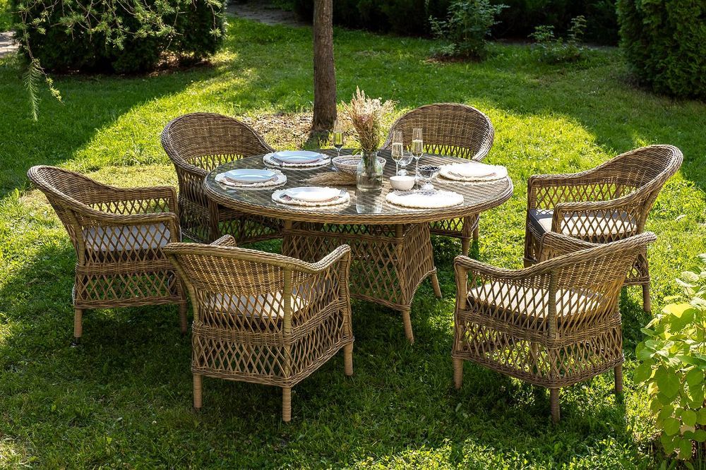 "Эспрессо-150 S" обеденная группа плетеная, цвет соломенный