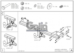 Фаркоп оцинкованный Galia M128A для Mercedes A-Class w176 2012-, Mercedes B-Class w246 2012-(паспорт и сертификат в комплекте)(без электрики)