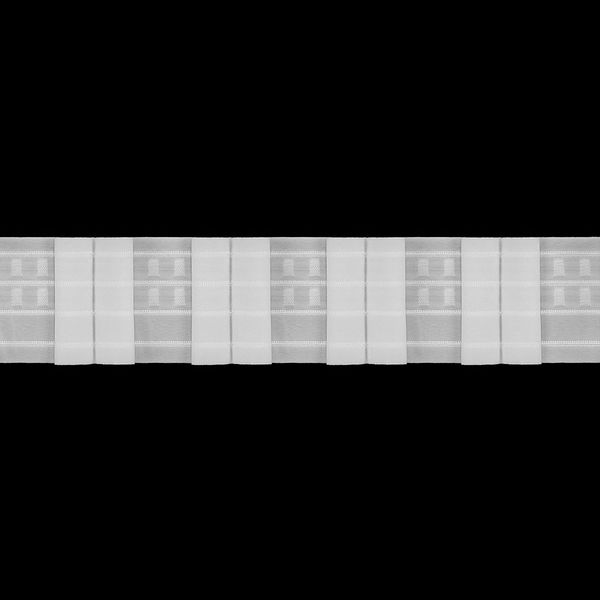 Лента (тесьма) шторная: сборка бантовая (1:2.75) 80 мм / 50 метров, (2 ряда петель, 4 шнура), C807 белый