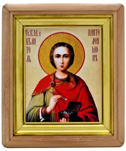 Святой Пантелеймон Целитель. Икона писанная на холсте.