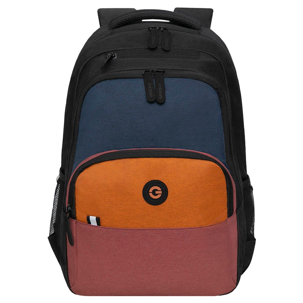 Рюкзак Grizzly, 32*45*23см, 2 отделения, 4 кармана, анатомическая спинка, черный-коричневый