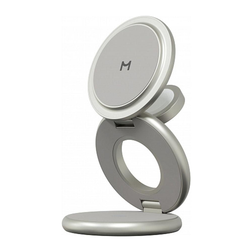 Зарядная станция MagSafe Magssory Disc Pro Signature Edition для iPhone, Apple Watch и AirPods (Qi2) Беспроводная зарядка: Qi 15 Вт, Qi 5 Вт, магнитное крепление для быстрой зарядки Apple Watch (Qi 5 Вт). Проводная зарядка: нет. Сертификация Qi2. Отсутств