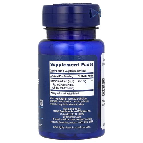 Life Extension, экстракт родиолы, 250 мг, 60 вегетарианских капсул