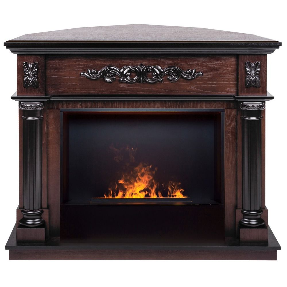 Электрокамин RealFlame Silvia Corner 26 AO античный дуб с очагом 3D Cassette 630 Black Panel