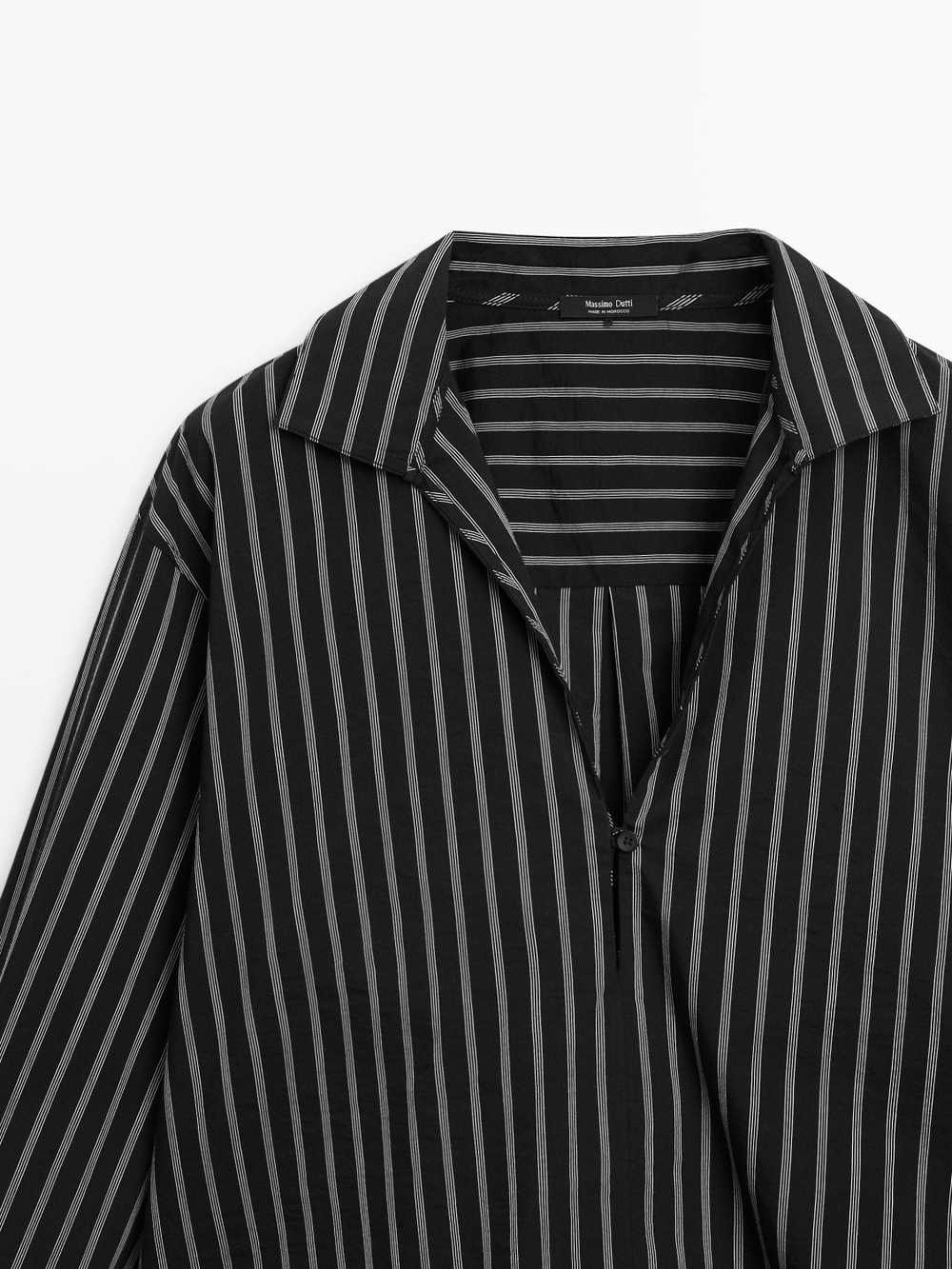 Massimo Dutti Рубашка из смесового хлопка в полоску, черный