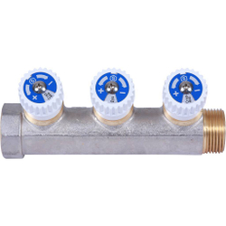 Коллектор распределительный  3/4", 3 отвода 1/2" плоское уплотнение