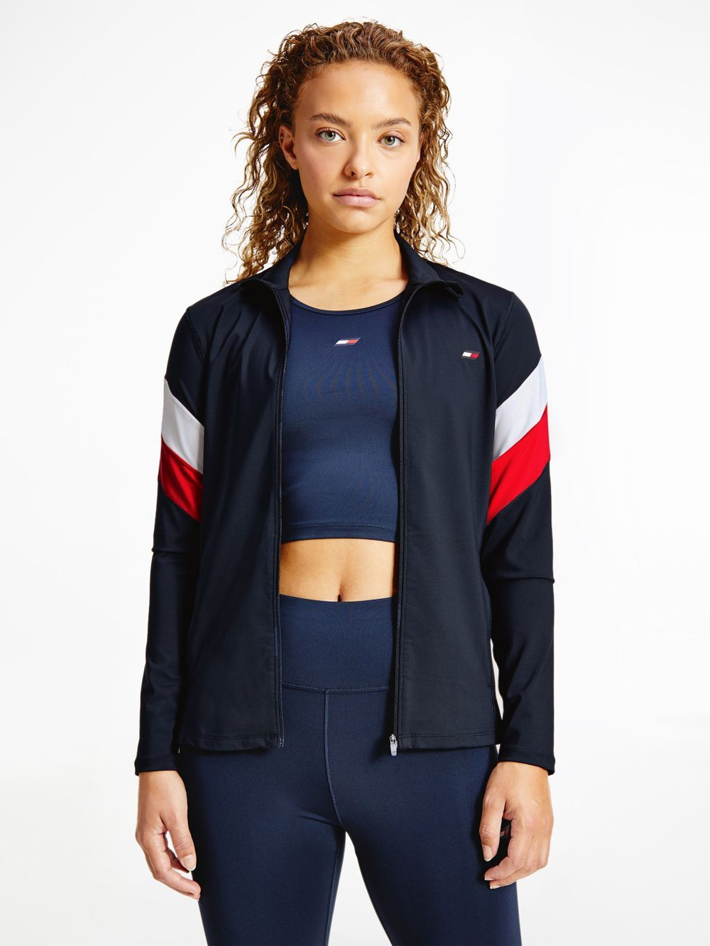 Женская теннисная куртка Tommy Hilfiger Slim Full Zip Top LS - Turquoise