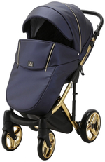 Детская коляска Adamex Chantal Special Edition Deluxe 2 в 1 C108 (СИН.ПЕРЛ.КОЖА ЗОЛОТ РАМА)