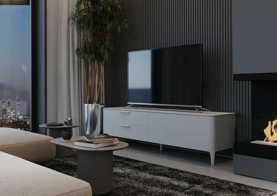 Тумба Type oak под ТВ 2 ящика откидная дверь (светло-серый)