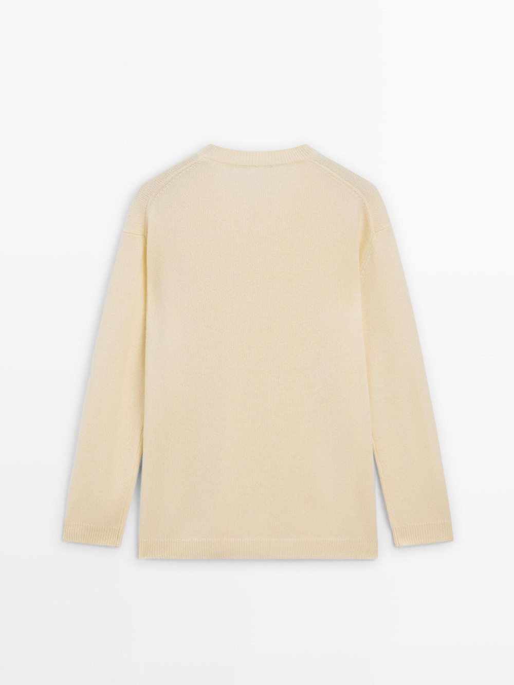 Massimo Dutti Свитер оверсайз с V-образным вырезом, ванильный