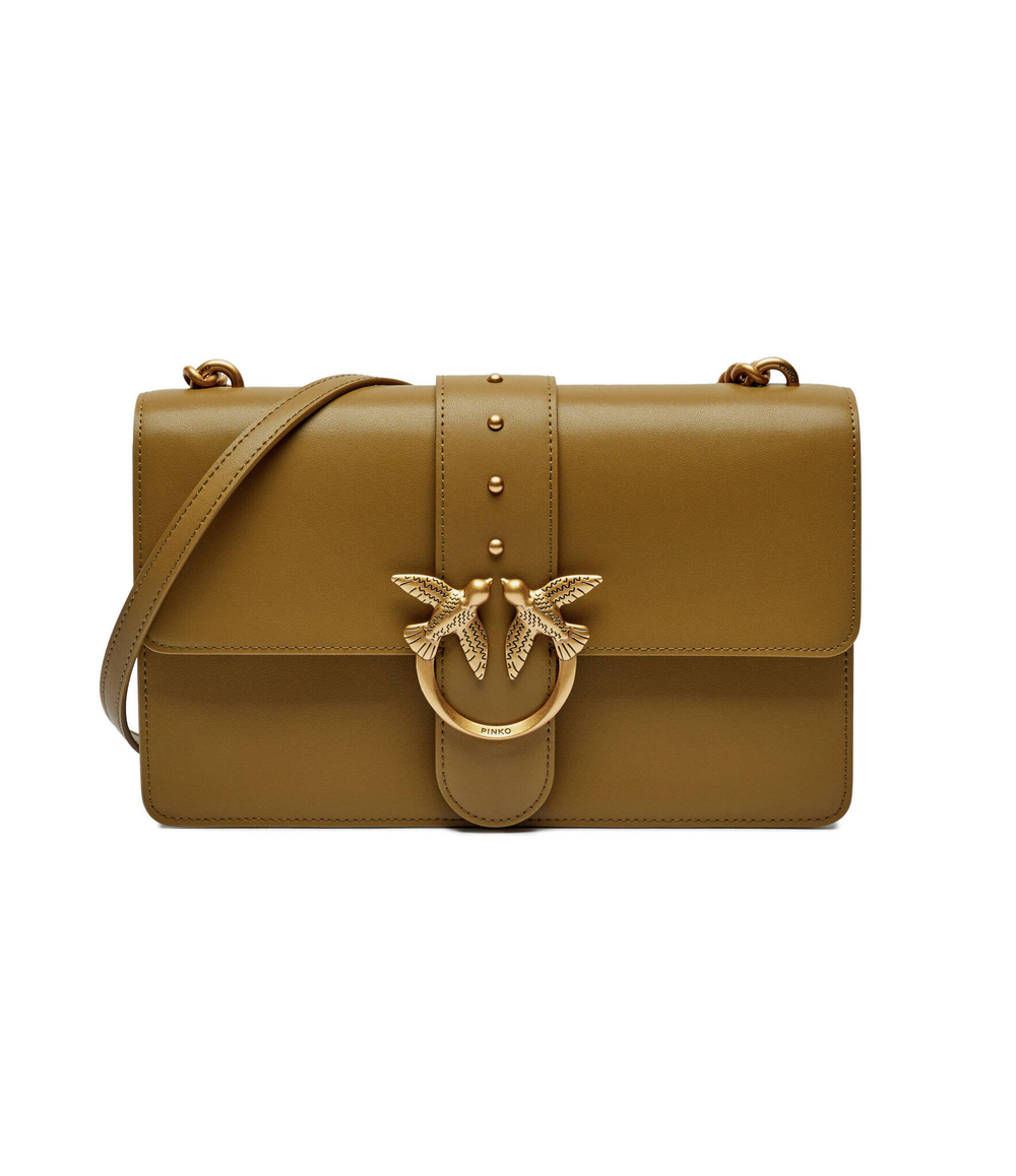 Кожаная сумка-мессенджер love one classic Pinko - оливковый(100053 A0F1)
