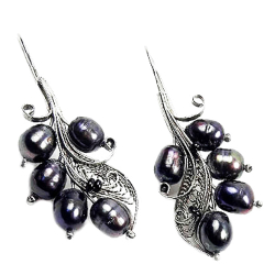 Серьги "Ландыш" жемчуг скань асс.