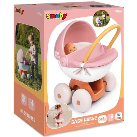 Smoby Baby Nurse - глубокая тележка с пластиковым навесом Для куклы 42 см 220395