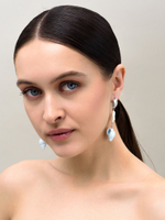 Серьги "Caramel shell pearl blue" Silver