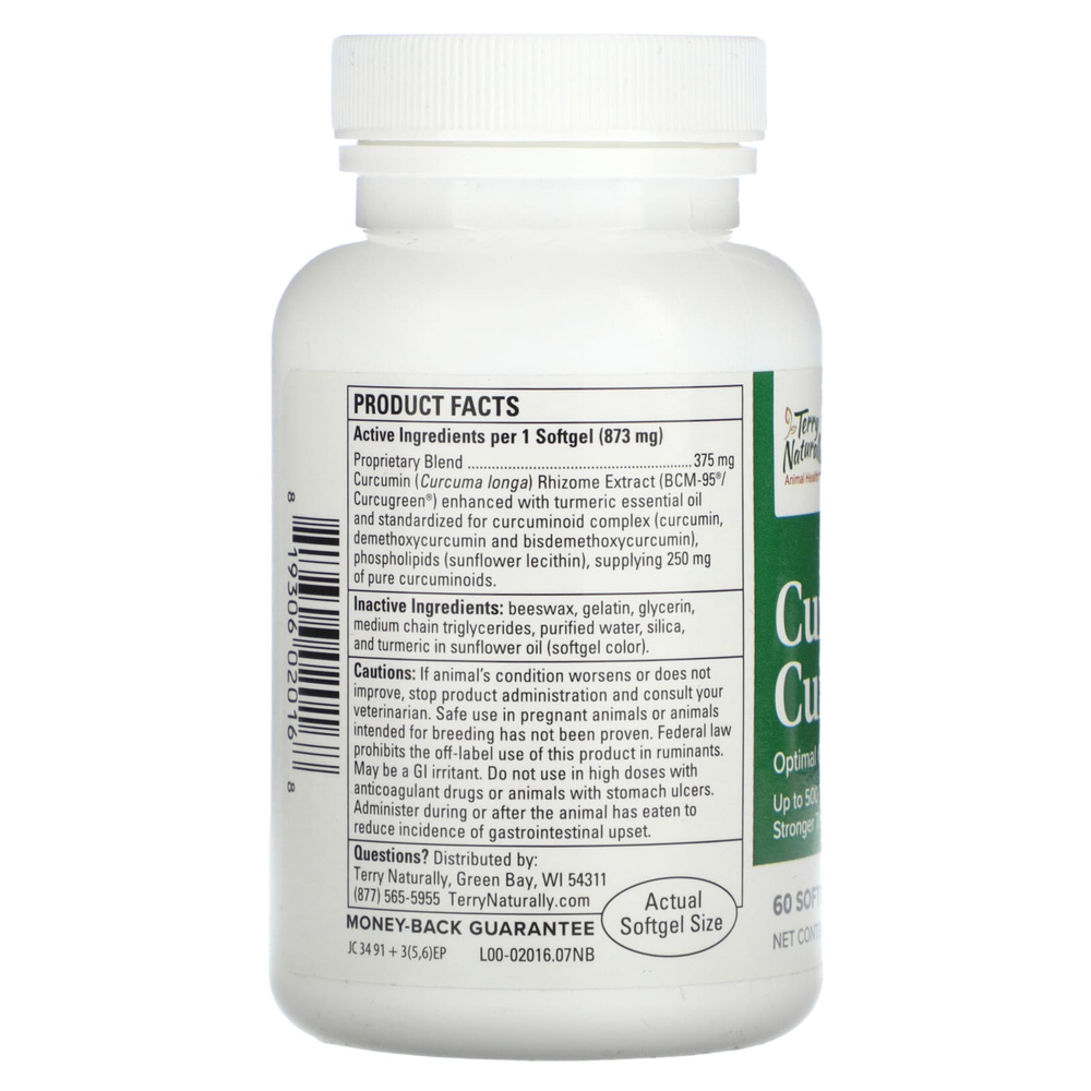 Terry Naturally, Curacel, куркумин, оптимальная поддержка на клеточном уровне, для собак, 60 капсул