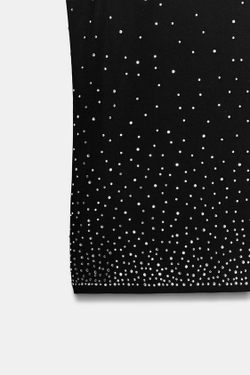 ZARA ТОП НА БРЕТЕЛЯХ СО СТРАЗАМИ, ЧЕРНЫЙ