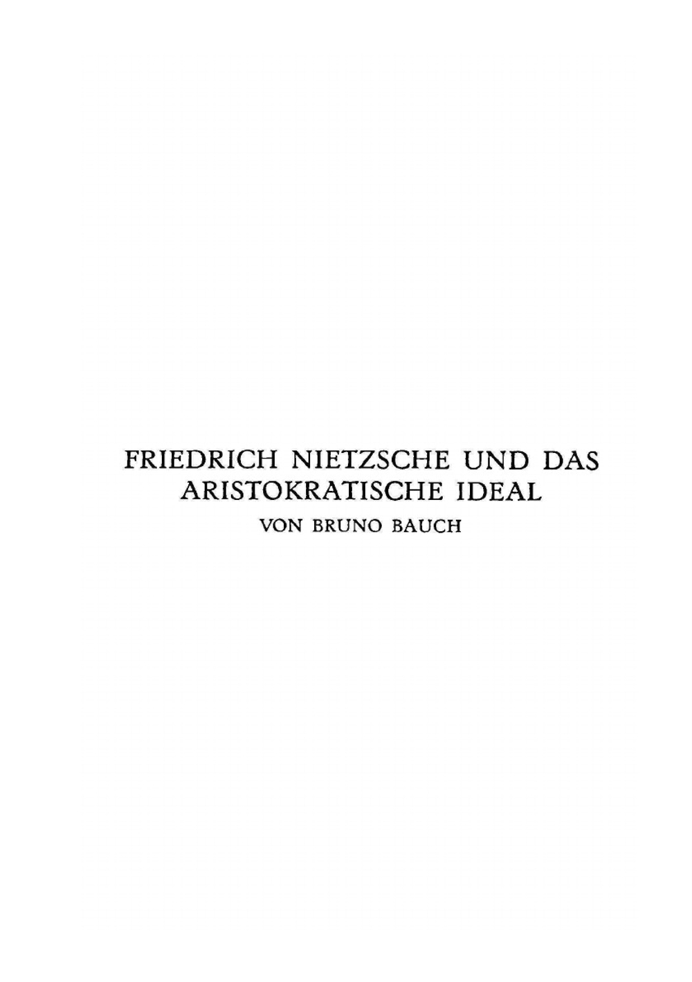 Den Manen Friedrich Nietzsches | M. Oehler