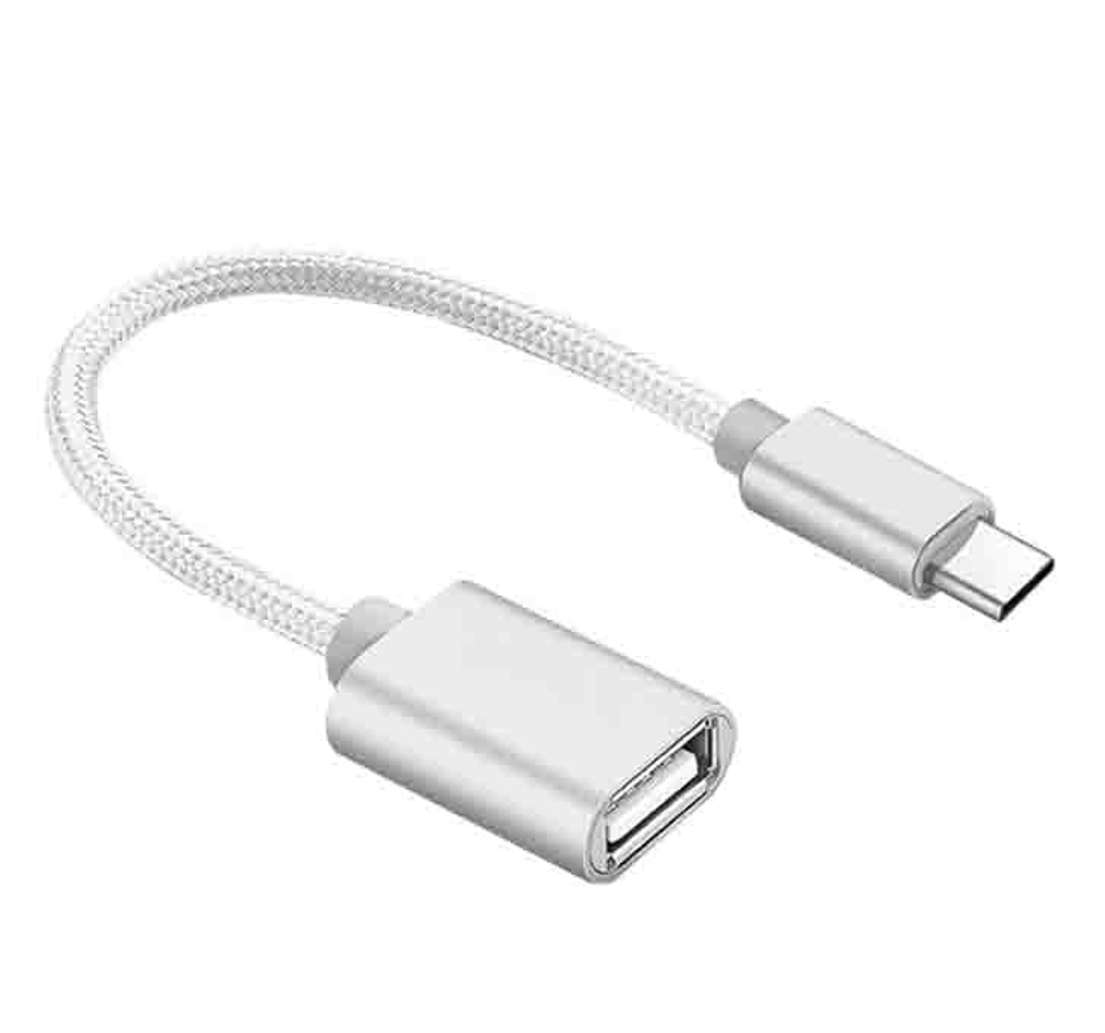 Переходник OTG TypeC (серебро) 15см