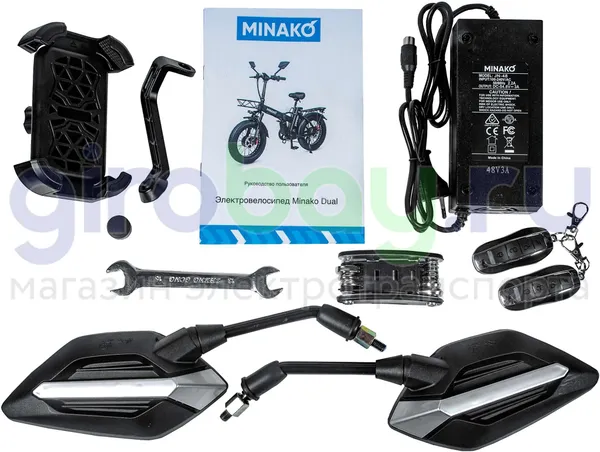 Электровелосипед Minako F10 Pro Dual 48V/20Ah (полный привод) - Синий обод фото №11
