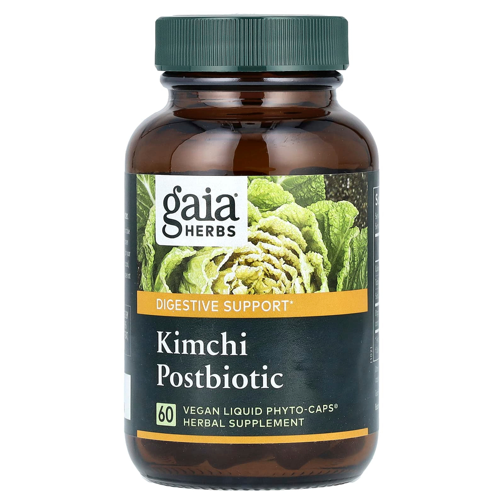 Gaia Herbs, Kimchi Postbiotic, 60 веганских жидких фитокапсул (0,6 г в каждой капсуле)