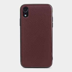 Чехол-накладка кожаная для iPhone XR бордового цвета