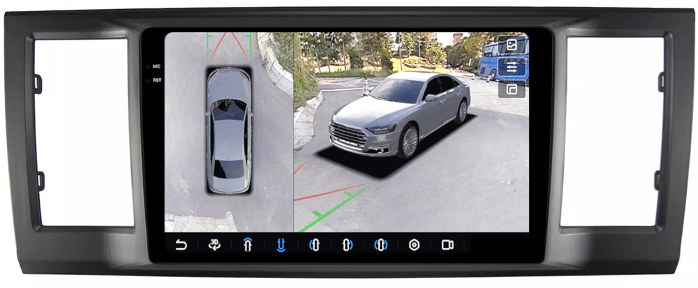 Магнитола для Volkswagen T6 Caravelle, Multivan, Transporter 2015-2019 - FarCar BX3077M-360 монитор 9.5" 2K QLED на Android 13, 6Гб+128Гб, CarPlay, 4G SIM-слот, 4 камеры в комплекте