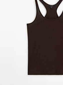 Massimo Dutti Топ из 100% хлопка с бретелями, шоколадный