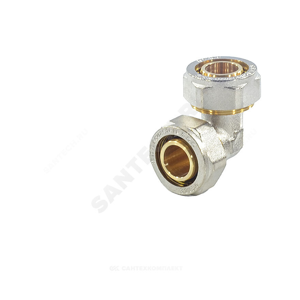 Угольник МП латунь никель обжим Дн 32х90гр ГОСТ 32415-2013 7005 Aquasfera 7005-04