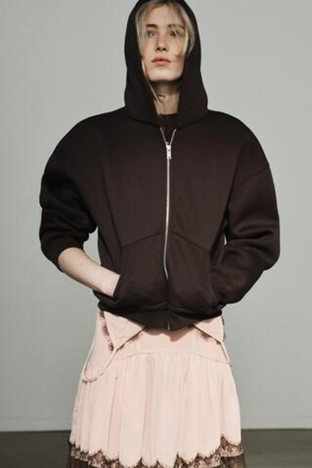 ZARA ТОЛСТОВКА С КАПЮШОНОМ ИЗ НЕОПРЕНОВОЙ ТКАНИ, ШОКОЛАДНЫЙ