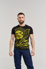 Футболка Варгградъ мужская с чёрно-желтой печатью «Солнце за нас-2»