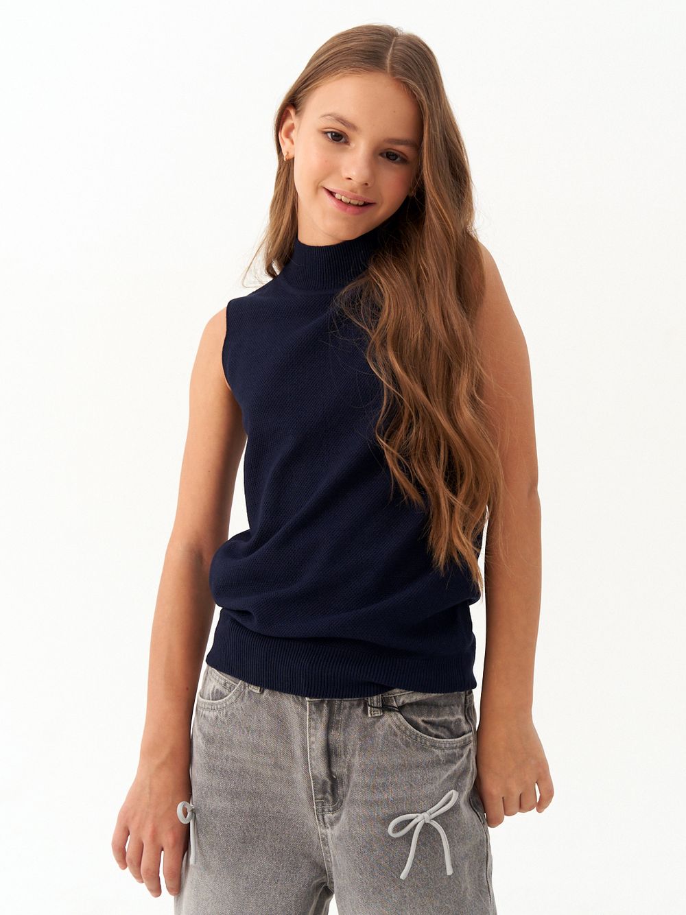 Джемпер топ с горлом 1208 синий