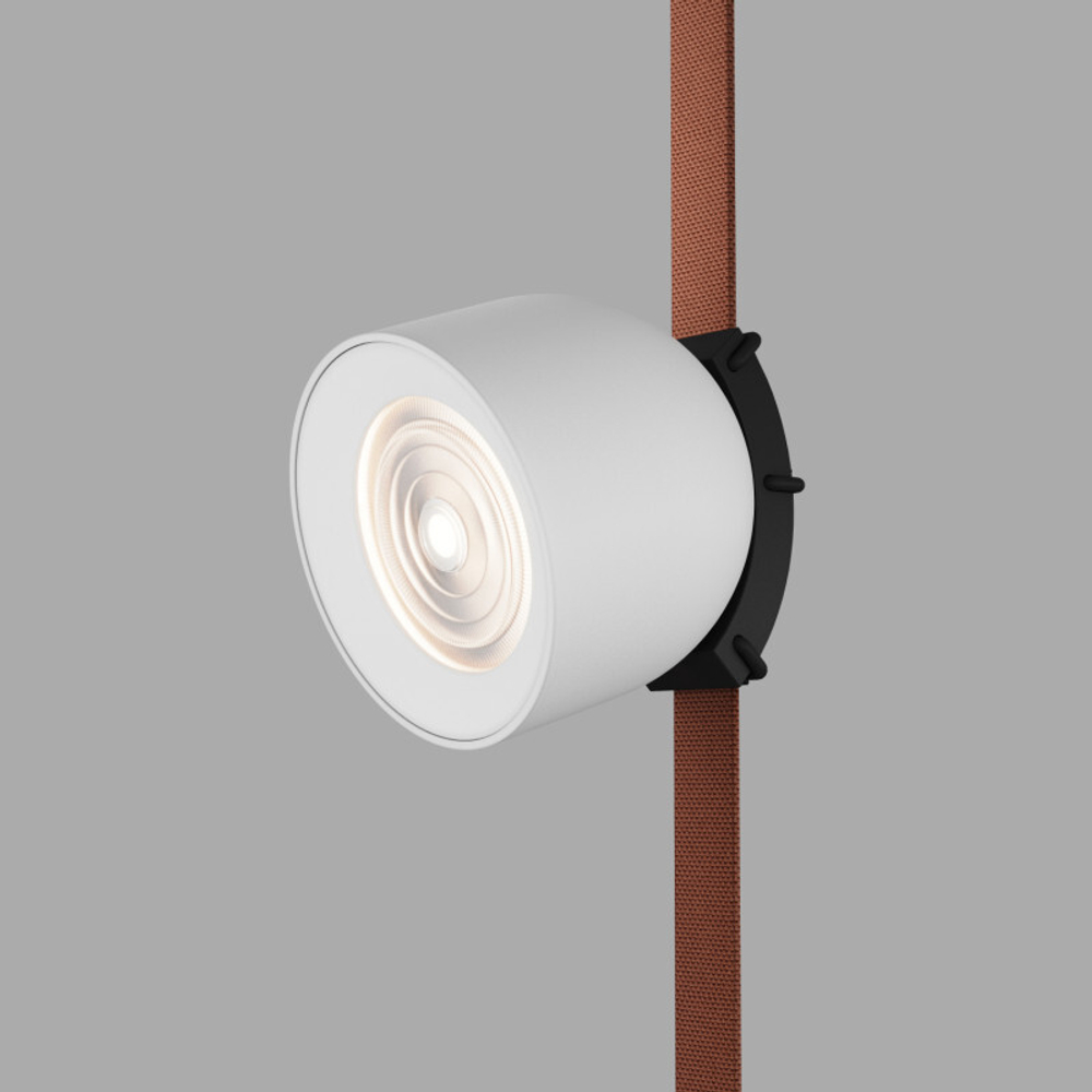 DK5640-WH+BK Поворотный светильник для трека-ремня Belty Smart, серия Spot, со светодиодом, D100*H107мм, 48V DC, 12W, RA90, 38°, 2700-6000K, IP20, белый с черным, алюминий