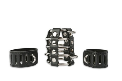 Оковы на член и мошонку (пояс верности) (Цвет: черный с серебряным)