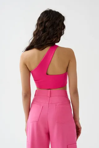 Асимметричный топ из джерси розового цвета