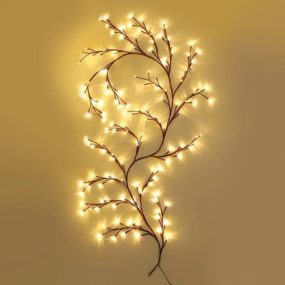 Гирлянда для дома «Ветка» 2,3 м, 144 лампы LED, коричн.провод, пост.свечение, USB, IP-20, Теплый белый