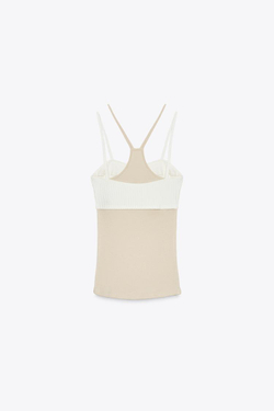 ZARA ТОП С ЭФФЕКТОМ МНОГОСЛОЙНОСТИ, ЭКРЮ/БЕЖЕВЫЙ