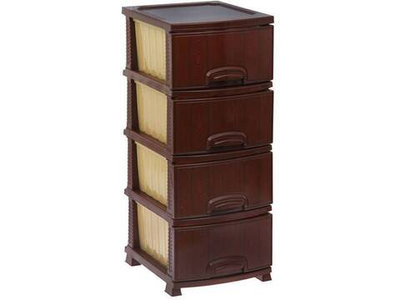 Комод 4-х секционный "Красное дерево" темно-коричневый/бежевый