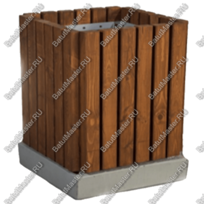 УРНА ДЕРЕВЯННАЯ ЧЕТЫРЕХГРАННАЯ, НА БЕТОННОМ ОСНОВАНИИ