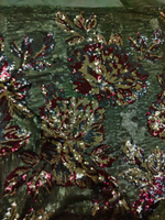 Пайетка на сетке хаки